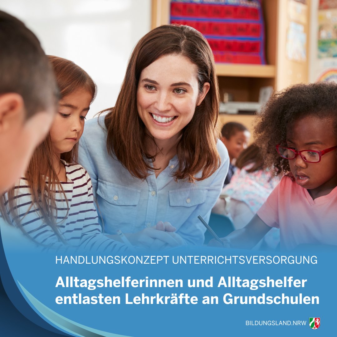 Bildungsland.NRW on X: Bald können #Alltagshelferinnen und #Alltagshelfer  die Lehrkräfte an Grundschulen im @landnrw entlasten! Und zwar bei allen  Alltagsaufgaben, die neben dem Unterricht so anstehen, damit die Lehrkräfte  mehr Zeit für
