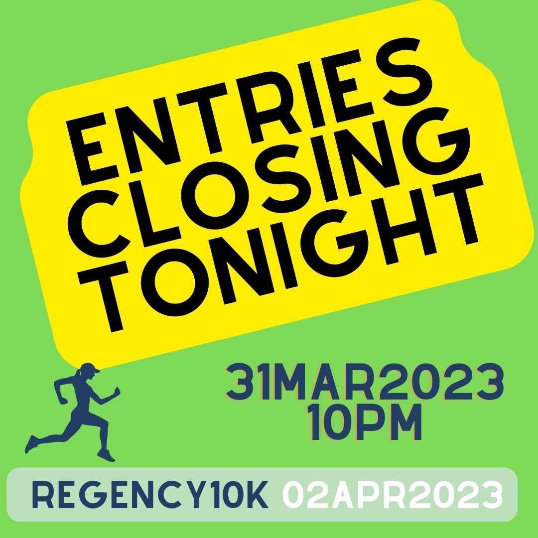 🚨#TICKETWARNING 🚨

Entries for Wright Hassall Regency 10k close today at 10pm or sooner if we reach capacity. 

You have been warned⚠️

regency10k.co.uk

#Regency10k #ukrunchat  #10krun  #charityrunner #loverunning  #parkrun #covrunners #midlandsrunner