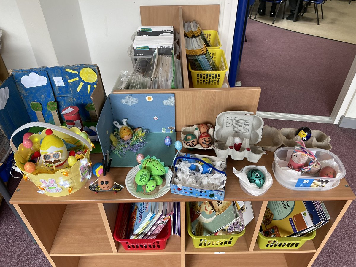 Year1ASU's tweet photo. Wow, we are so creative in Year 1! Eggxellent work! 🥚 🐣 🐰 https://t.co/quBUzcnU9N