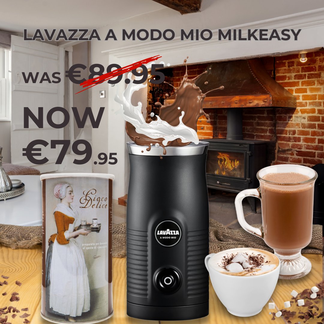 CoffeeClick_Ire's tweet photo. Who doesn't love a good hot choccy? 🥰

Now you can get the Lavazza A Modo Mio Milkeasy on offer for only €79.95 - down from €89.95! 🤑

Buy yours here now: https://t.co/CuTh5fIyTE https://t.co/JJ9x4TBtfn