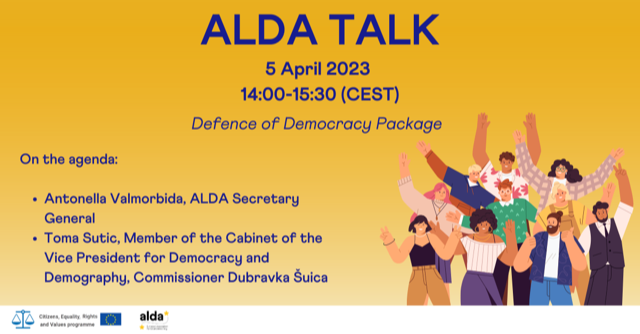 ALDAeurope's tweet photo. 🟠#ALDAMember invited to join #ALDATalk “Joint Priorities for the Defence of Democracy Package”🟠

🤝ALDA &amp; its network want to contribute shaping the #defenceofdemocracy by responding to the @EU_Commission's call

Register👉https://t.co/eYRTO56vQz
@dubravkasuica@AntoValmorbida https://t.co/s1oG6r10DW