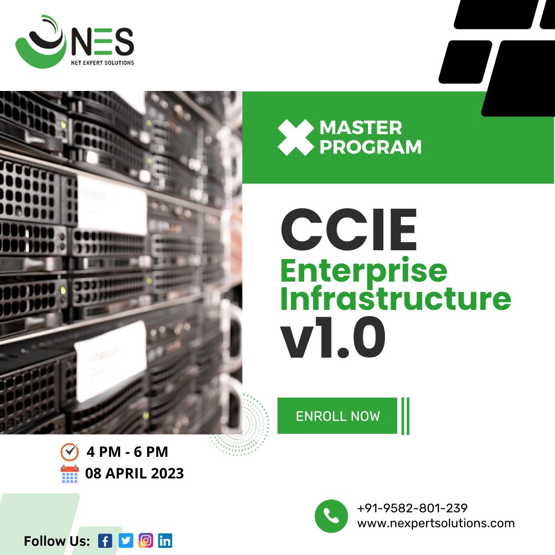 NESnetworking's tweet image. Master Program In CCIE Enterprise Infrastructure.

𝗖𝗼𝗻𝘁𝗮𝗰𝘁: +𝟵𝟭-𝟵𝟱𝟴𝟮-𝟴𝟬𝟭-𝟮𝟯𝟵
𝗩𝗶𝘀𝗶𝘁: nexpertsolutions.com/ccie/ccie-ente…

#ccieenterpriseinfrastructure #ccie #networking #computernetwork #cisco #bestcareeroption #bestcciecourse #computernetworking  #IT