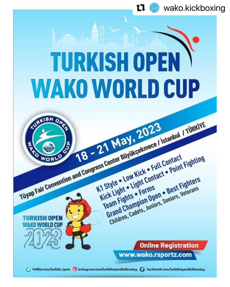 8th Turkish Open WAKO World Cup, will be held in Istanbul between 18-21 May 2023 this year. 
"The earthquake affected 10 provinces in the country and caused deep pain in Turkiye, now we will heal our wounds through sports”, said <a href="/salimkayici/">Salim KAYICI</a> 
#wakokickboxing #kickboxing