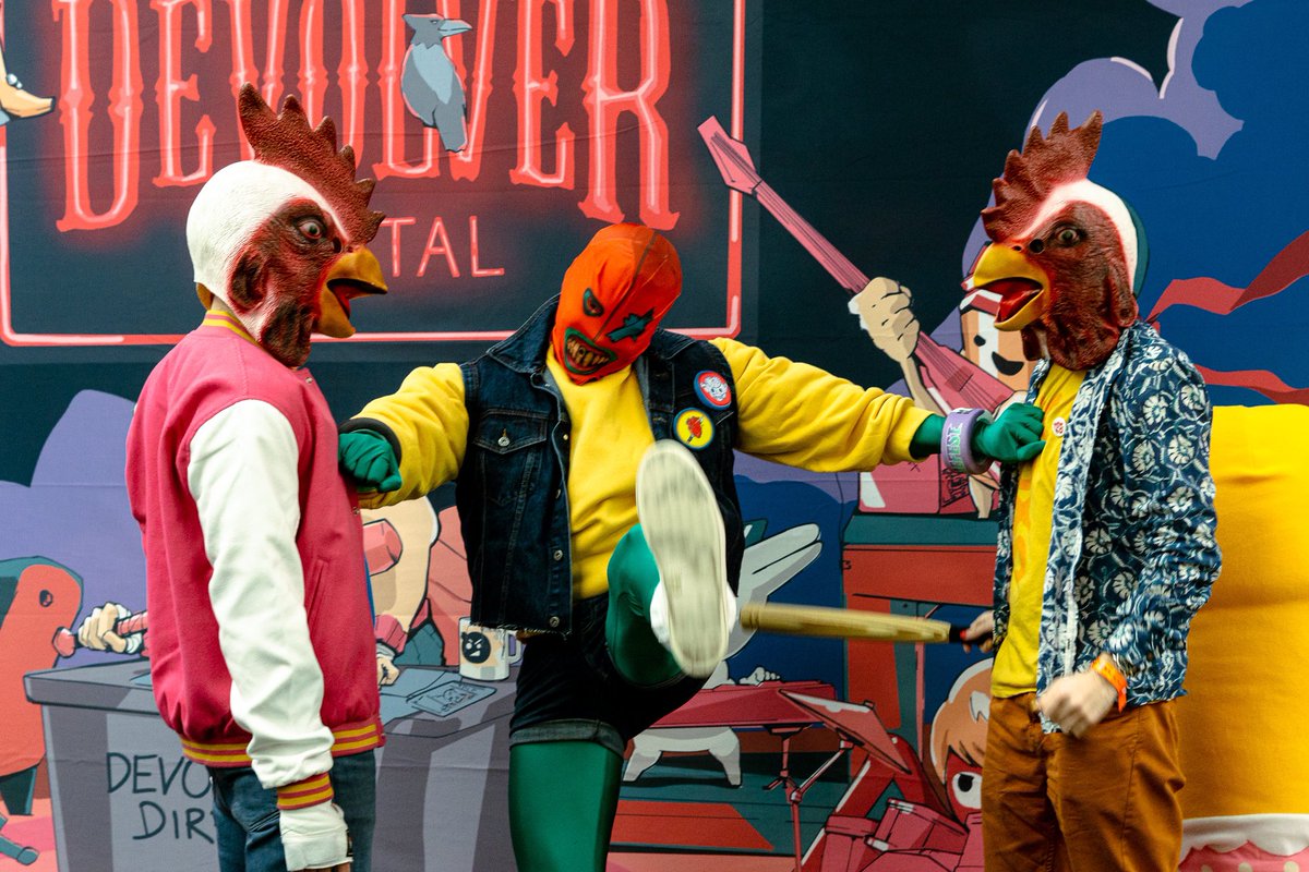 Anger Foot breaking up a chicken fight.