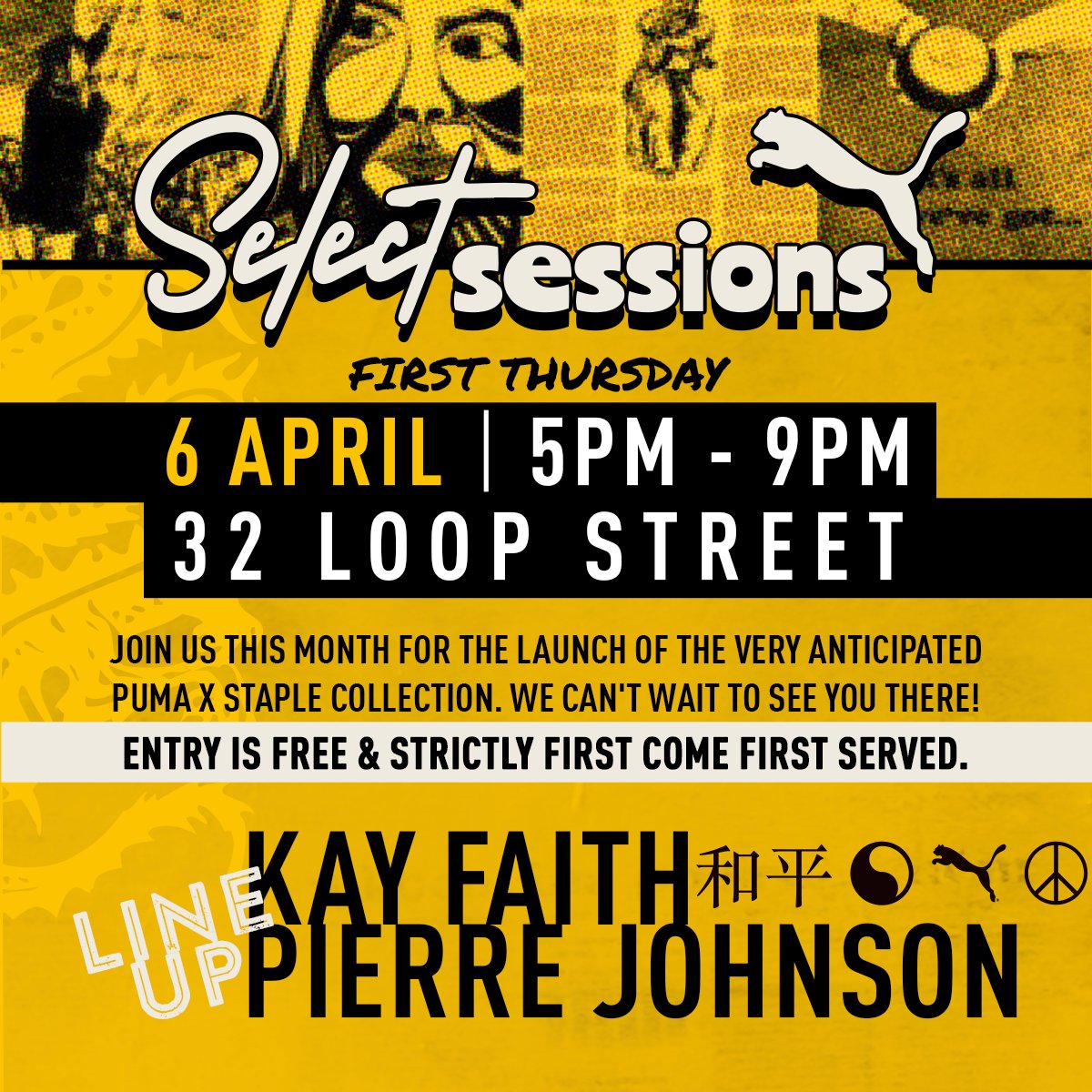 PUMASouthAfrica's tweet photo. Don't miss #PUMASelectSessions heading your way April 6th! Be the first to check out the PUMA X STAPLE COLLECTION. 🔥 Catch us at 32 Loop Street (CPT) With special guests Kay Faith and Pierre Johnson. https://t.co/3Z0xHfM5sl