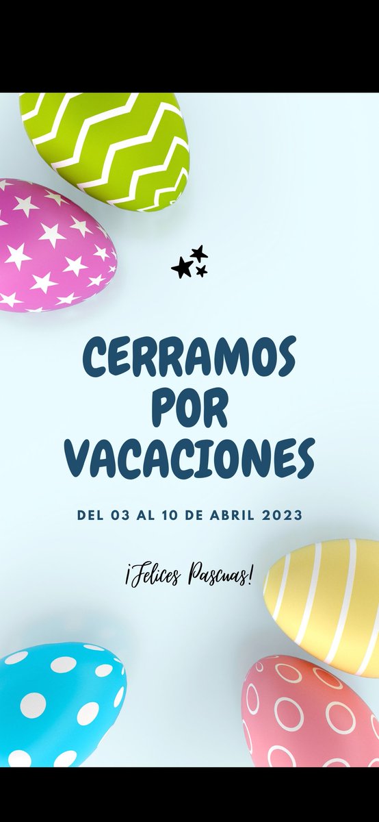 La Escuela permanecerá cerrada desde el 03 al 10 de abril.

¡Disfrutad de la Semana Santa!