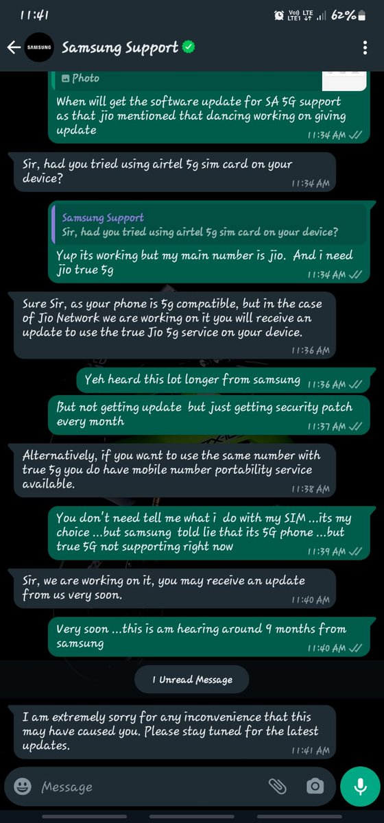 Pavan_Hurkat's tweet image. @SamsungIndia , your customer executives are kind of soft forcing to port the phone number from  @reliancejio to @airtelindia. We want to use @reliancejio 5G services on our Samsung #Note20Ultra5G phone. This is not good, enable Jio 5G services on #Note20Ultra5G