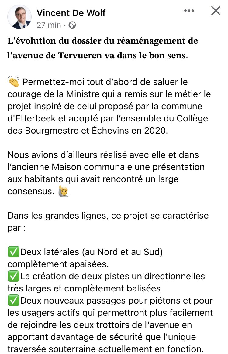 ComiteMerode's tweet photo. Déclaration du Bourgmestre @VincentDeWolf 
Nous sommes impatients de découvrir les plans et d’observer si les piétons et cyclistes recevront leur juste place. 
Bientôt la fin des conflits sur le trottoir cyclo-piéton de Merode ? 🤞 https://t.co/qMc6M7IEtI