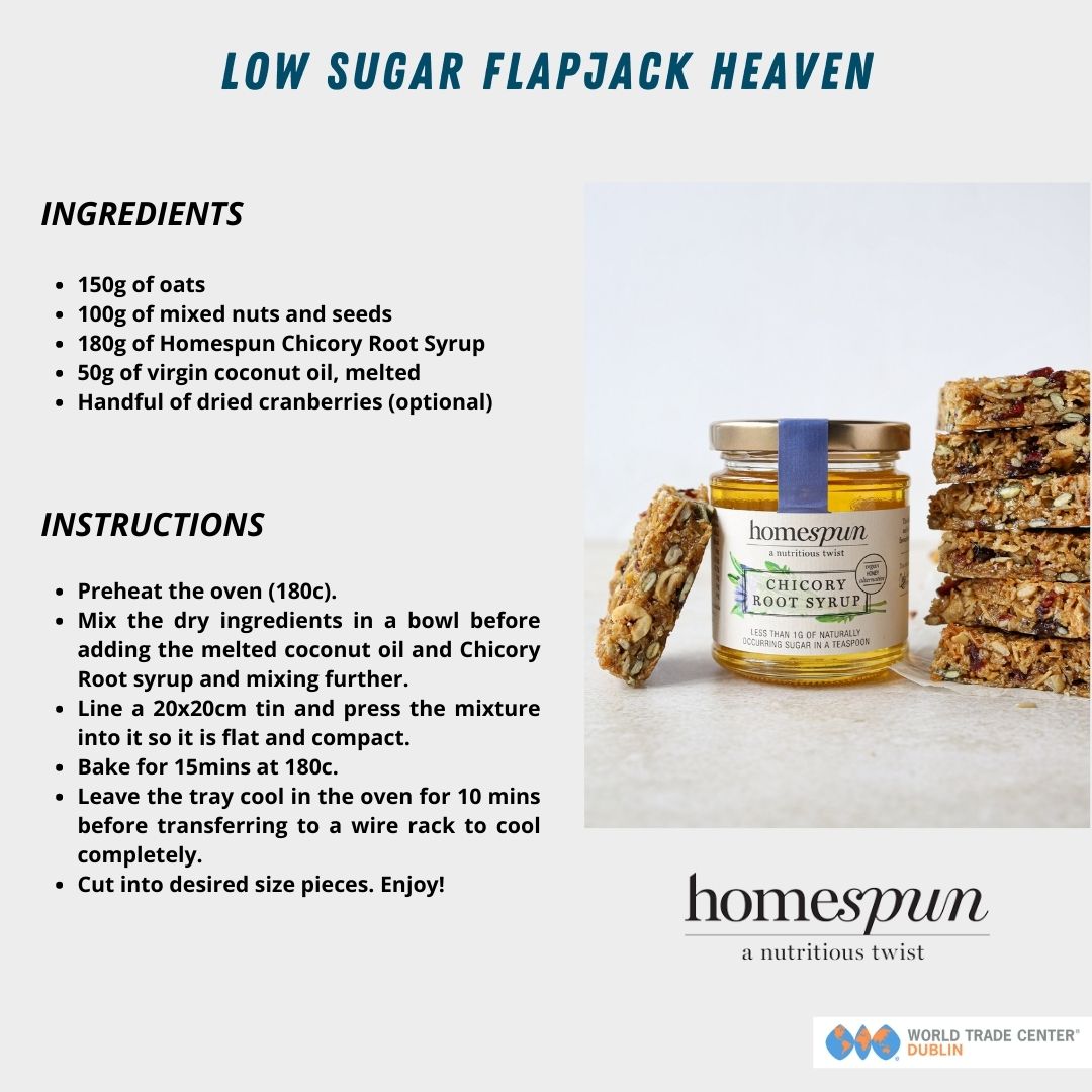 Try out this delicious low-sugar flapjack heaven recipe from <a href="/Homespun_foods/">Homespun_ie</a>. It's Oaty, nutty, seedy, and delicious! And super low in sugar and high in prebiotic fibre too, thanks to the Chicory Root syrup.

#fridayrecipe #RecipeOfTheDay #Friday #healthysnack