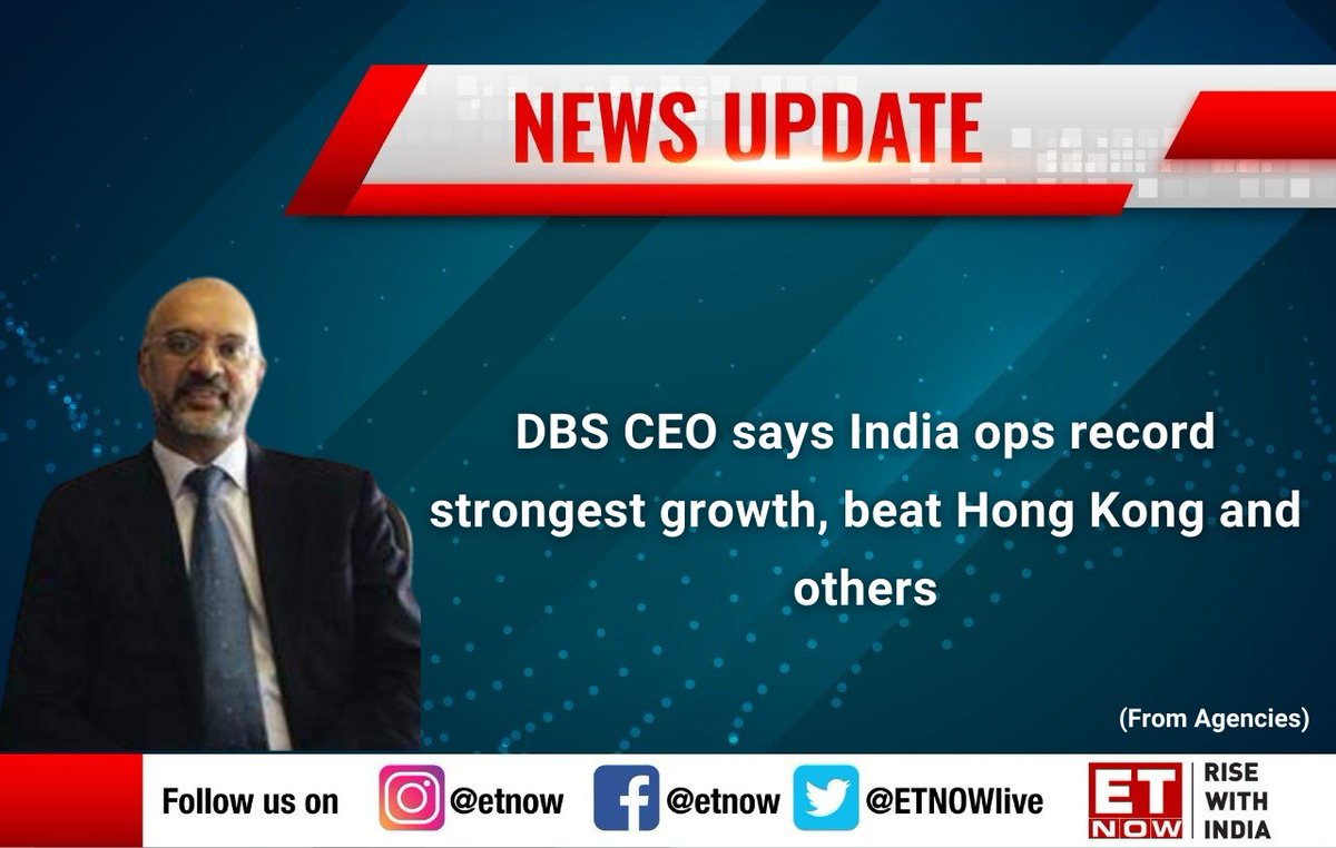 ETNOWlive's tweet image. News Alert | "India operations record strongest growth, leaving behind Hong Kong and other nations", says DBS Bank CEO Piyush Gupta (From Agencies)

@dbsbank #HongKong @piyush24 #DBSBank