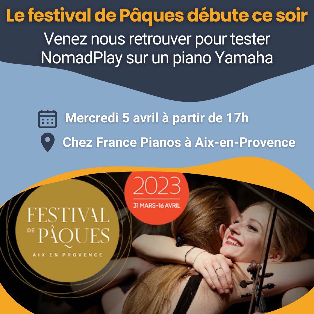 [SHOWCASE]  
Le <a href="/FestivalPaques/">Festival de Pâques</a> débute ce soir ! Retrouvez-nous ce mercredi 5 avril chez <a href="/francepianos/">francepianos</a> à partir de 17h pour jouer sur un piano <a href="/YamahaPianos/">Yamaha Pianos</a> et nous rencontrer.
#PlayTogether #Piano #Yamaha