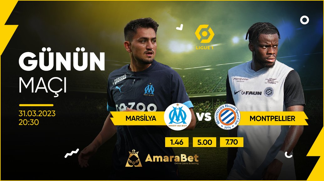 Günün maçı #Amarabet 'te !

➡️Marsilya - Montpellier
⏳Maç Saati: 20.30⏳

🎁En yüksek bonuslar için; linktr.ee/amarabet