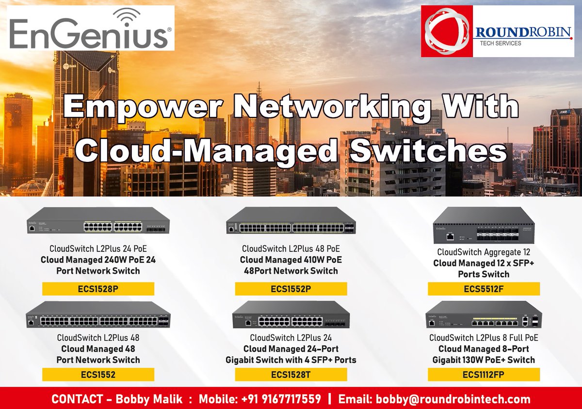 RoundrobinTech's tweet image. Empower Networking With Cloud-Managed Switches.
"EnGenius Switches"