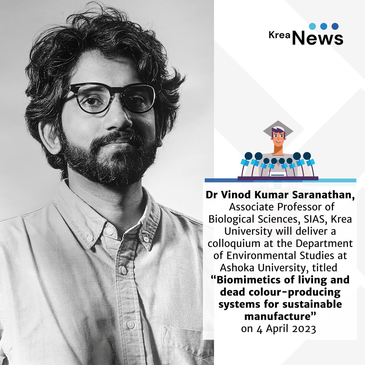 Krea University on Twitter "Dr Vinod Kumar Saranathan, Associate