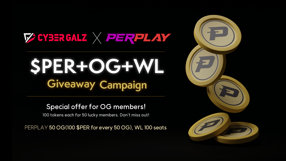 [Partnership Event]

Our Cyber Galz <> Perplay Collab #Giveaway Event with @CybergalzNFT begins today!

🎁 PRIZES 🎁
- PERPLAY #OG spots + 5000 $PER 
- PERPLAY #WL spots

👉 How to join:
1. Complete #Gleam

🔗Join : tinyurl.com/yxxfdb7w 

⏳ 3/31 - 4/5

#airdrop