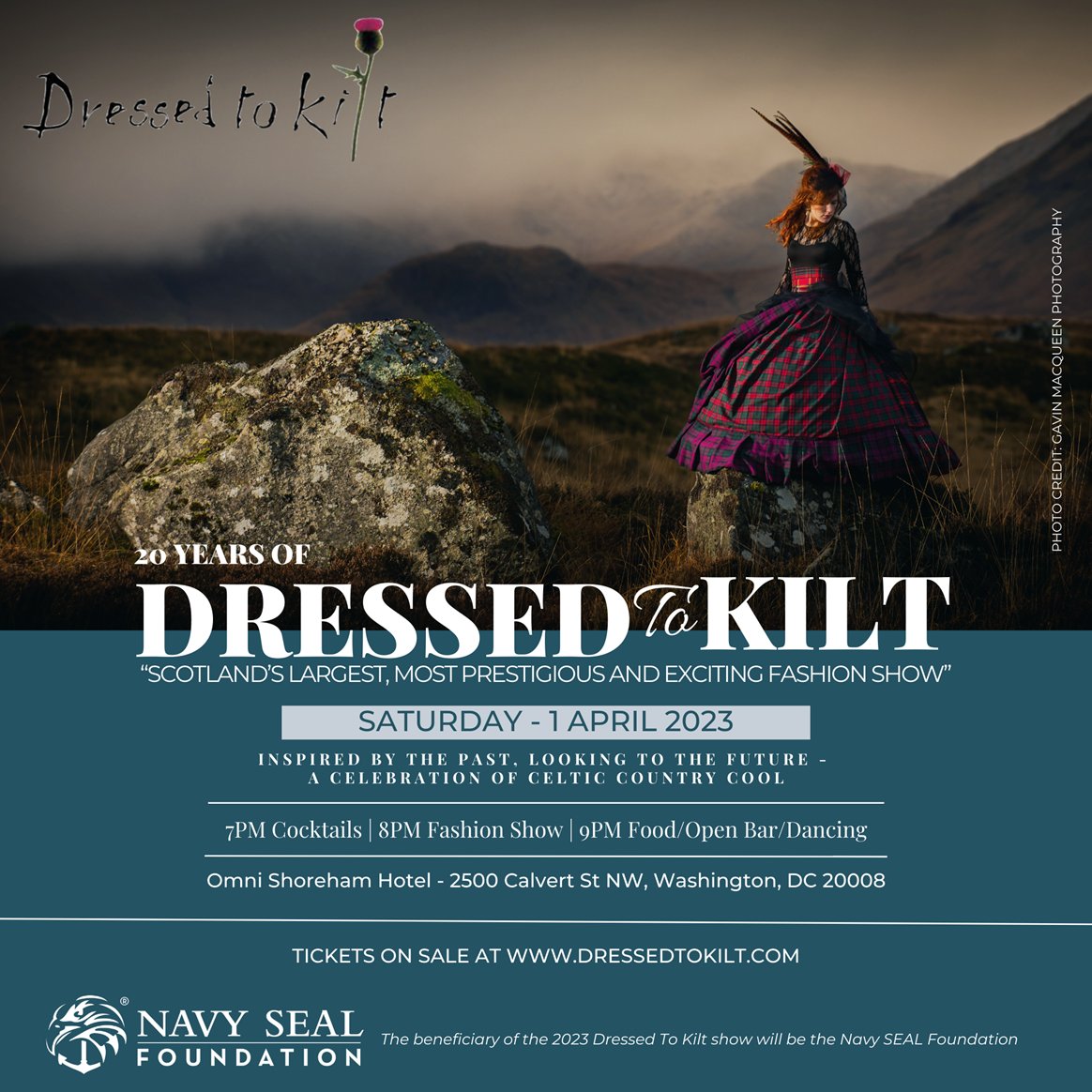 MacqueenPhoto's tweet image. Delighted that my work is the lead image for @DressedtoKilt's 20th anniversary show on 1st April in Washington DC! Co-founded by Sean Connery, it's a privilege to be part of ‘the largest and most prestigious Scottish #fashion show in the world.’ #Tartan #FashionPhotography #style