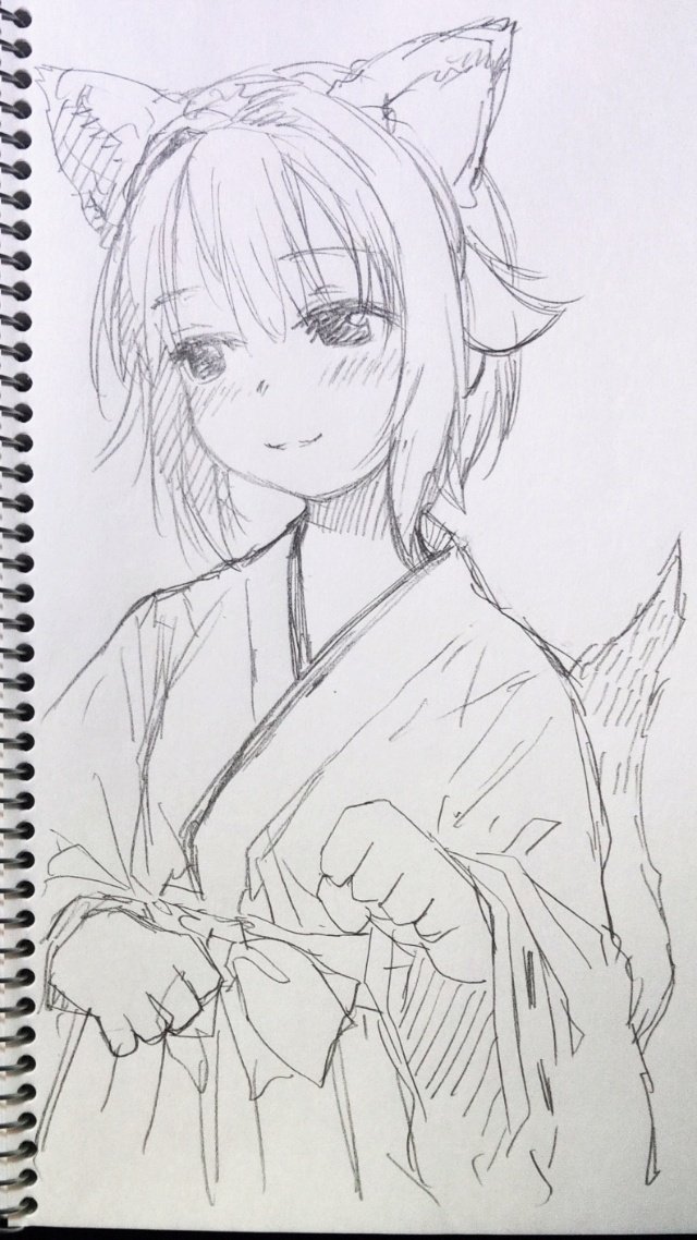 今日のらくがき きつね巫女幸子 