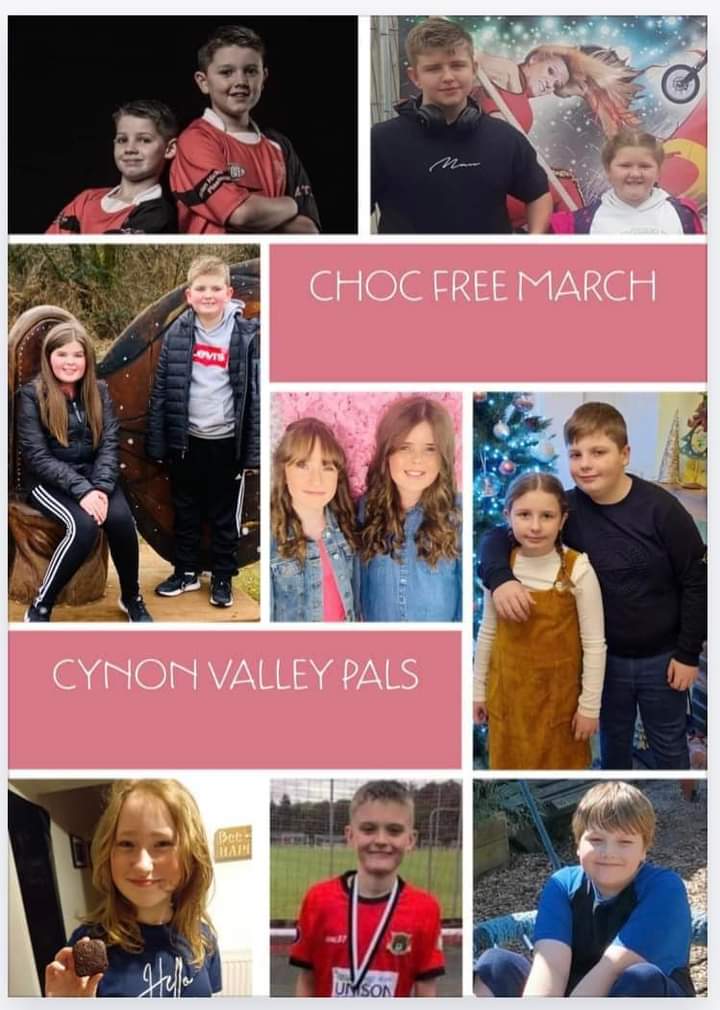 PALSCynonValley's tweet photo. @Main_MACS Cynon Valley PALS would like to say "Well Done and Thank You" to MACS pupils Gracie, Mya, Cody and Sam who have given up chocolate for the whole of March to raise money and awareness for us. You are all superstars. Enjoy your chocolate tomorrow! https://t.co/yZoomY328j