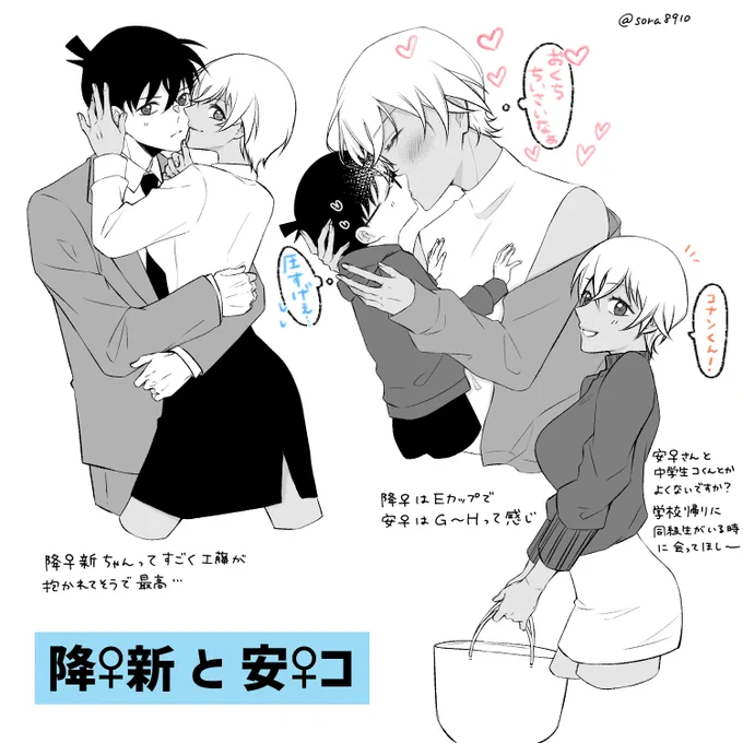 ⚠️攻めの女体化⚠️
安♀コ / 降♀新 