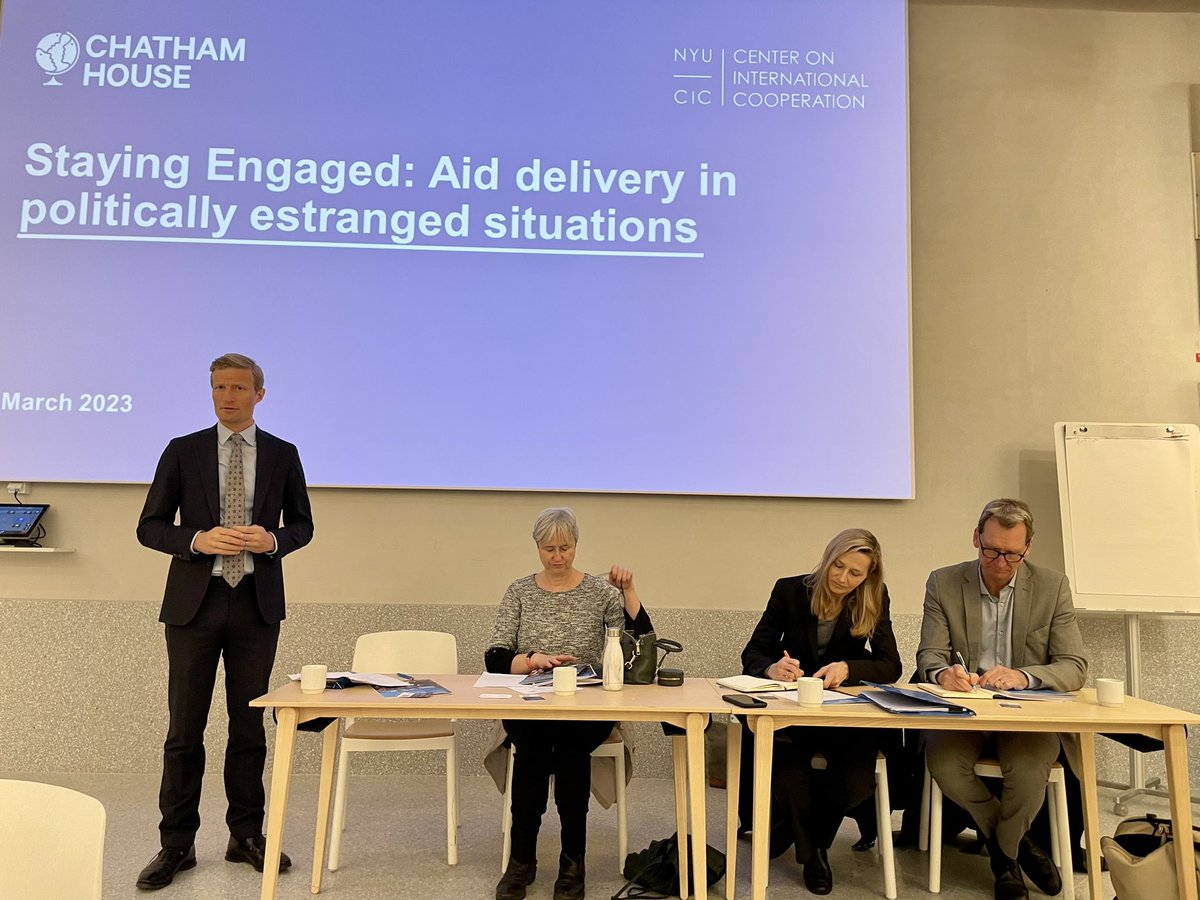 How do we ensure continued political will and engagement in fragile and conflict-affected states? Important report launch on Monday by @nyuCIC and @ChathamHouse Access ↘️ cic.nyu.edu/resources/aid-… Thank you @DagHammarskjold @SweMFA for hosting