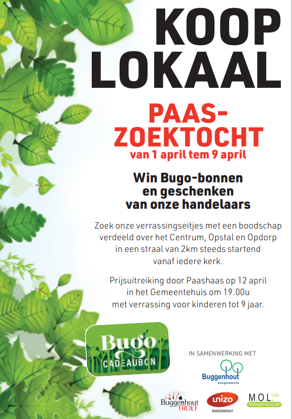 gemBuggenhout's tweet photo. Koop lokaal en ga vanaf 1 april op zoek naar paaseitjes in de buurt van de kerktoren. Alle info op https://t.co/Ouyr0r8Tdt #buggenhout #paaszoektocht #kooplokaal https://t.co/MQqOaDxaAJ