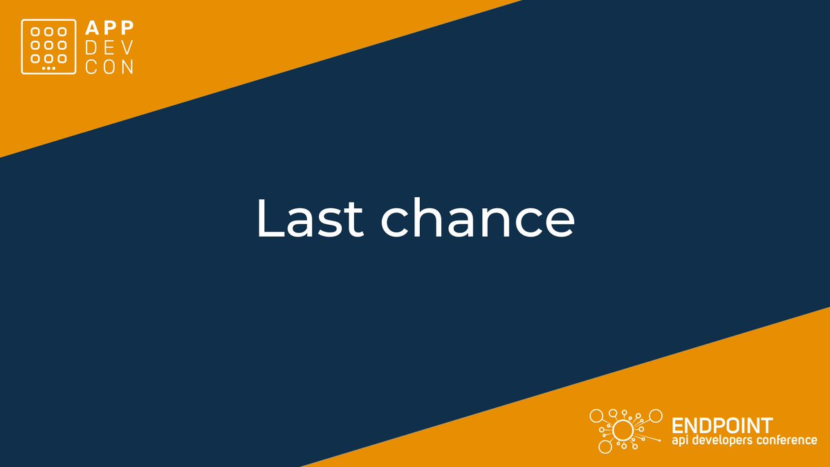 Today is your last chance to get Early Bird tickets for #AppDevCon and #EndpointCon! Don't miss out on the chance to save money and be part of the most exciting tech conference of the year. Get your tickets now before it's too late! appdevcon.nl/ticketshop/