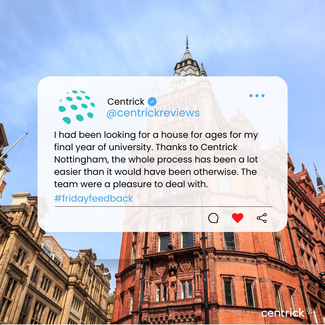 CentrickNotts's tweet photo. It's Feedback Friday! The team at our Nottingham branch are always on hand to help you find your next property and provide a hassle-free experience! 

Get in touch with our Nottingham team today to see how we can help! >>>  https://t.co/hAmJOG46JJ https://t.co/s8UvthqilZ