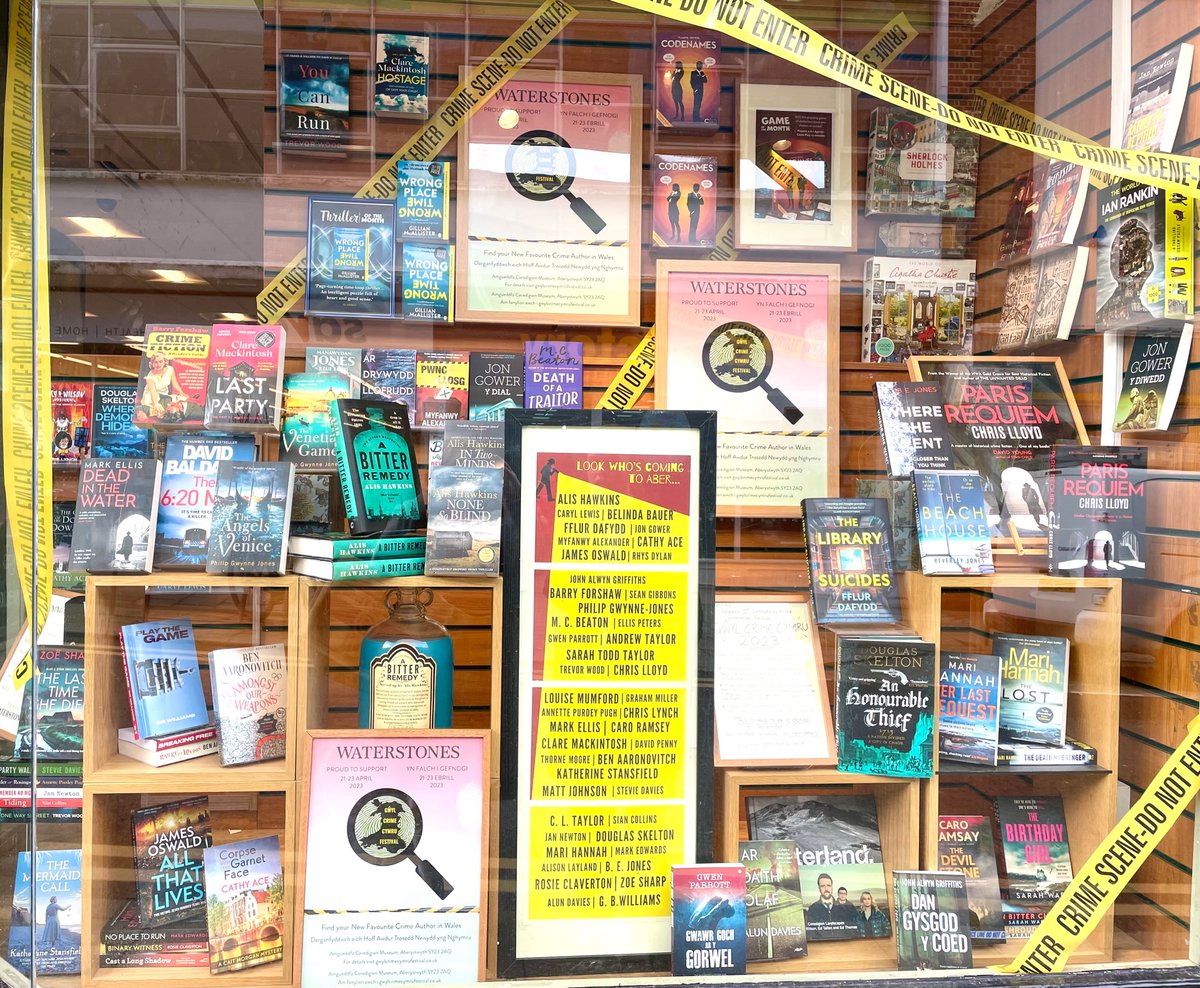 GwylCrimeFest's tweet photo. Hi everybody - did you see our post yesterday about the fantastic festival window brought to you by our partners @WaterstonesAber? If you missed it, feast your eyes!
Tickets for all events here: https://t.co/9pDmEW19KT https://t.co/FbGaLkPthx
