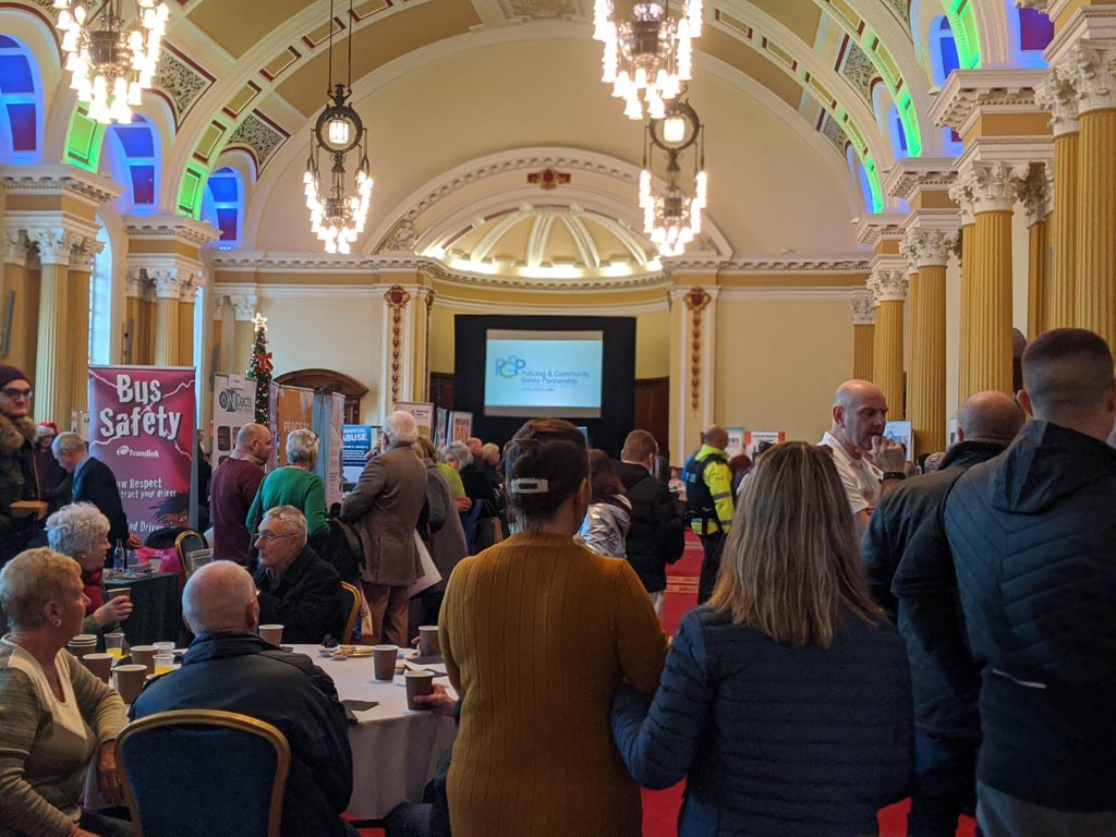 Call into City Hall this morning, until 1pm, for @BelfastPcsp's Spring Safety event. Agencies like @PoliceServiceNI & @NIFRSOFFICIAL are sharing crime prevention tips, while @DigiskillsNI are carrying out free phone & tablet security checks. All welcome, plus a hot cuppa too!