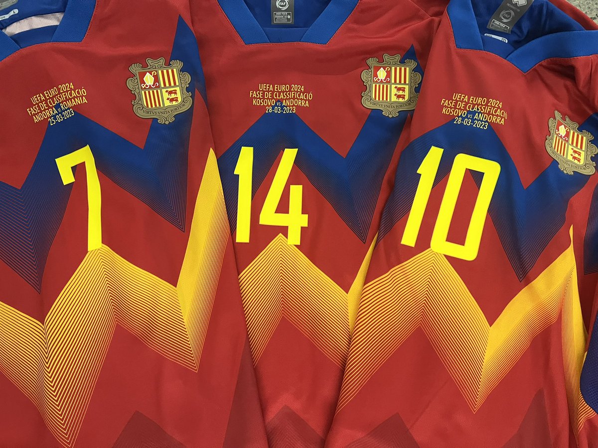 GolSolidariAnd's tweet photo. Coming soon @Fedandfut shirts vs Kosovo 🇽🇰 and Romania 🇷🇴 Thanks to @MarcPujol21 @Eric_Vales @izanfv9 🙌🏻 #andorra #auction #children #weareandorra #marcpujol #ericvales #izanfernandez https://t.co/YFw1yPr3Ee