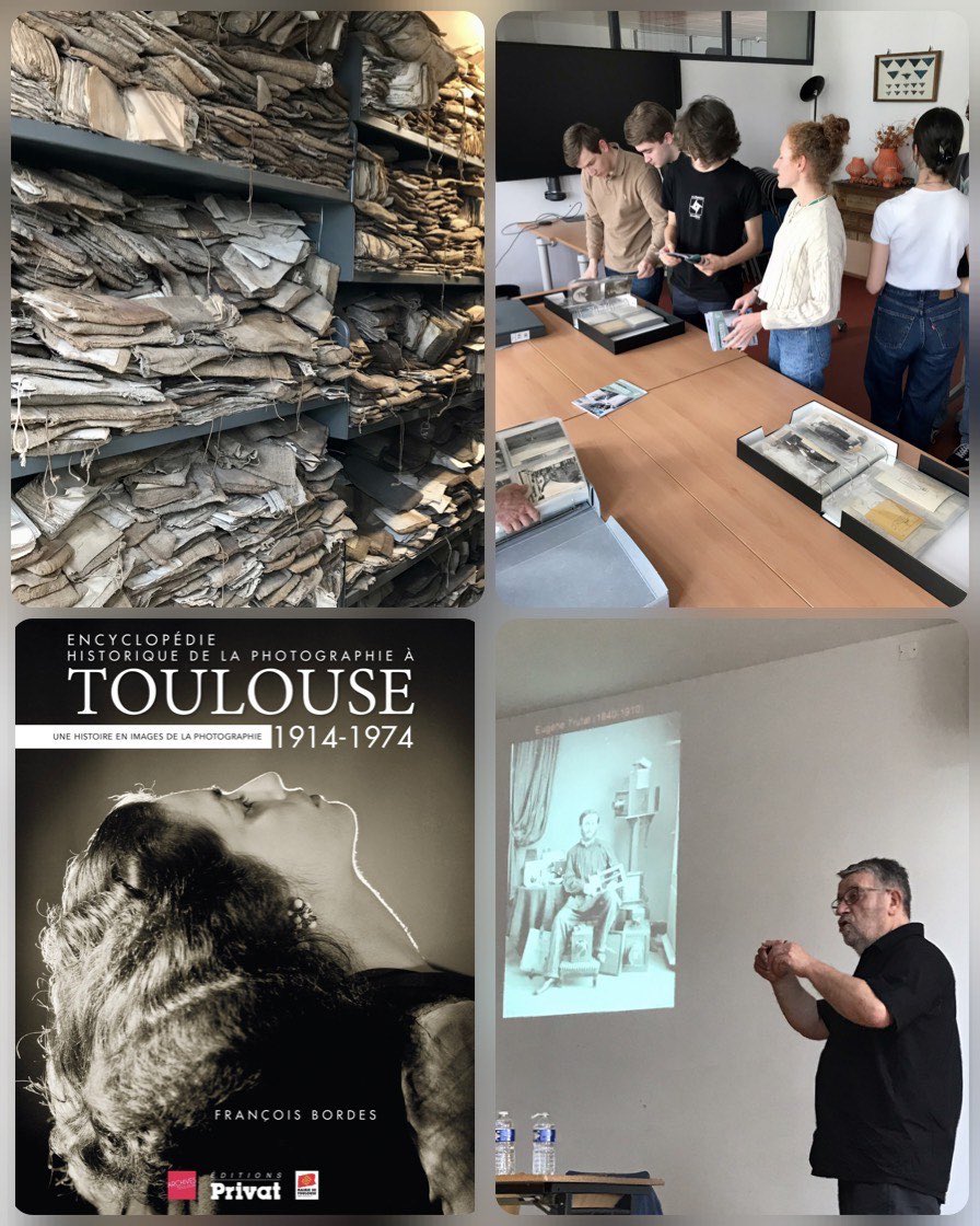 LyceeFermat's tweet image. Semaine sous le signe du patrimoine et des archives pour les étudiants de prépa #Chartes ! Merci aux Archives Départementales de la @HauteGaronne pour leur accueil et à François Bordes, archiviste-paléographe, pour son exposé sur la photographie toulousaine.