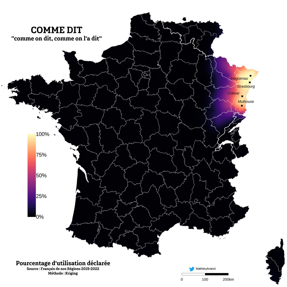En Alsace, #CommeDit s'est grammaticalisé en marqueur de discours: on l'utilise au début de (presque) n'importe quelle phrase, alors qu'ailleurs, il est suivi par un nom de personne ou d'entité : Paul, le président, etc. "Comme dit, il va faire beau ce weekend"