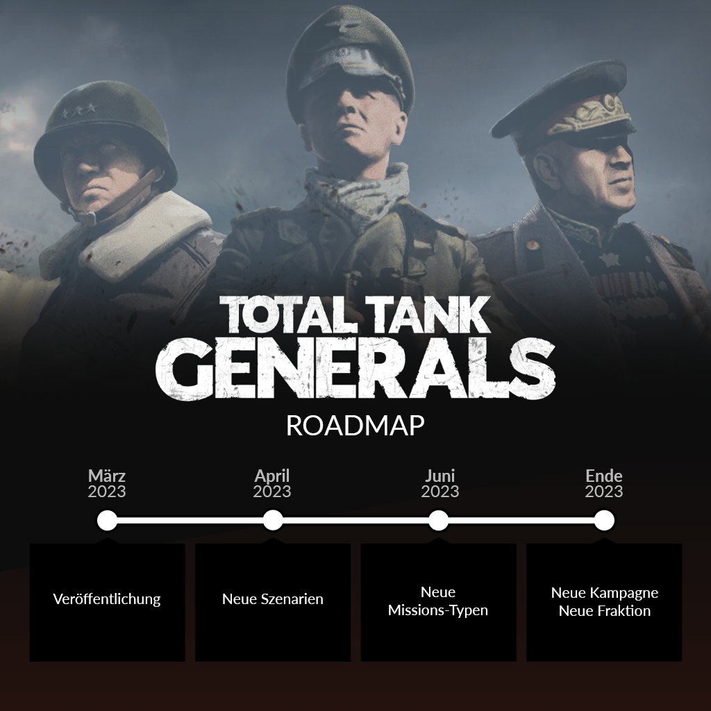 505GAMESGermany's tweet photo. Unsere Roadmap zu Total Tank Generals:

✅ April 2023 - Neue Szenarien
✅ Juni 2023 - Neue Missions-Typen
✅ Ende 2023 - Neue Kampagne &amp; neue Fraktionen

#TotalTankGenerals #GameDev https://t.co/K5RBu0yQPf