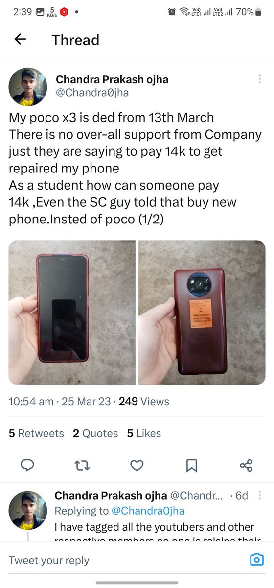 techofficee's tweet photo. This time to leave xiaomi, redmi and poco phones

Normal/lite users facing issues like, display, Motherboard,camera, lag and freez issues 

Bye bye @MiIndiaSupport @RedmiSupportIN @POCOSupport 

Here is proof https://t.co/HzEp9auq3Q