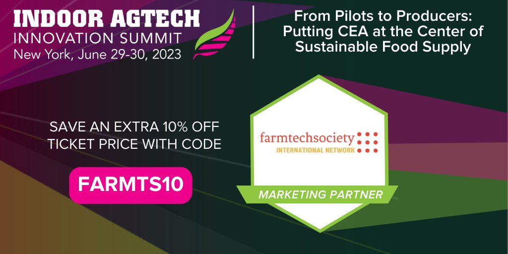 Join us at #IndoorAgTech NYC (June 29-30) to explore new strategies & solutions to put #CEA at the center of sustainable food supply chains. Register with super early bird discount (ends 06/04):indooragtechnyc.com/register & save an extra 10% with our special discount code:FARMTS10.