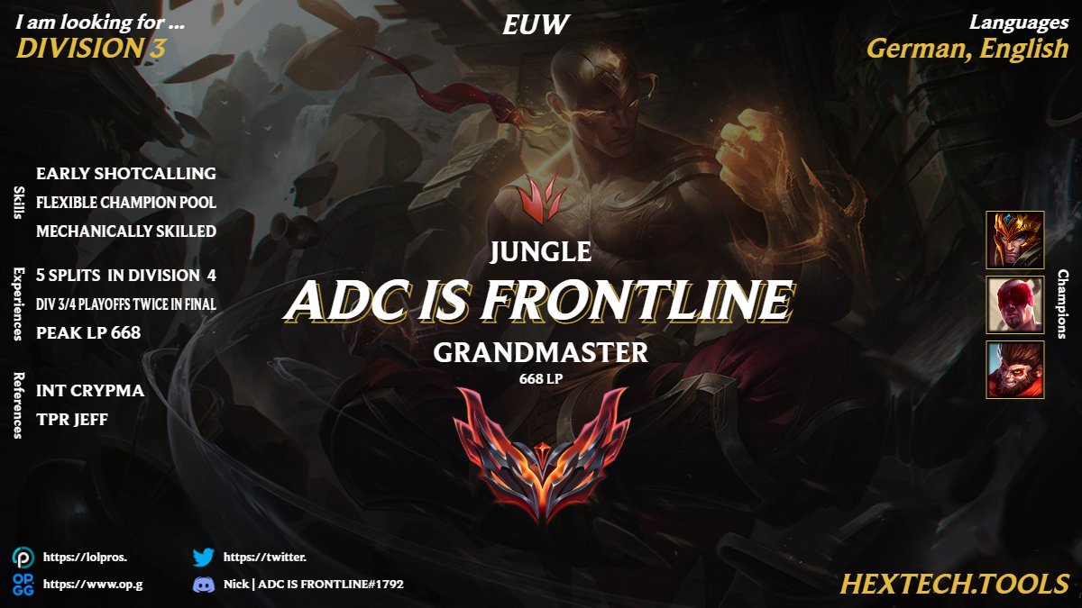 NickWegner9's tweet image. while still in talks with 
@intSport1
 about next split. I am looking for offers/tryouts for PL3+.
Feel free to DM me on Twitter or Discord.
🔁 greatly appreciated!
@lft_prime
 
@LoL_LFT