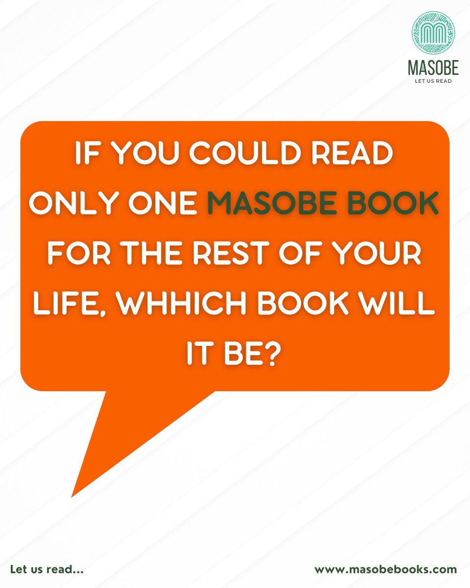 masobebooks's tweet photo. Let us say you are offered $50M USD to live on a secluded island in the Atlantic Ocean for the rest of your life, and you can only bring one Masobe Books title - which one would it be?😎

[This is a $50M USD question😁]

#BallerIslandLiving
#OurDreamsAreValid
#LetUsRead https://t.co/51xQJ5wrmo