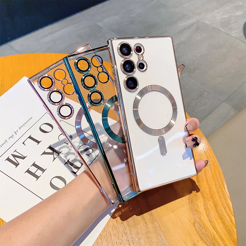 Luxury Plating For Magsafe Case For Samsung Galaxy S21 S22 S23 Ultra Plus Silicone Clear Wireless Charge Transparent Cover
aliexpress.us/item/325680513…