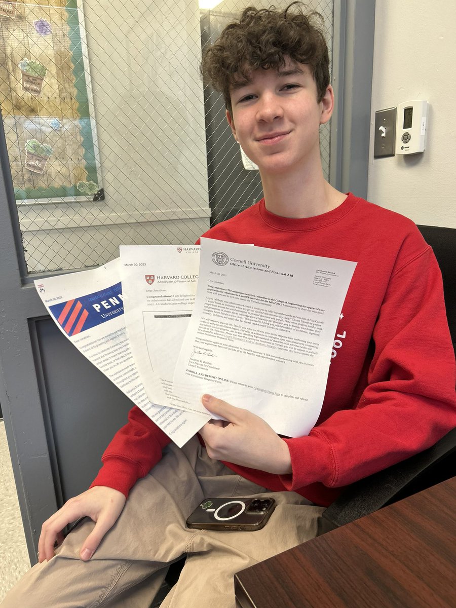 Congratulations to J. Slohoda for getting accepted to Harvard, UPenn, Cornell, Carnegie Mellon, and GA Tech. We are beyond proud of you!!! #WeAreBarrons