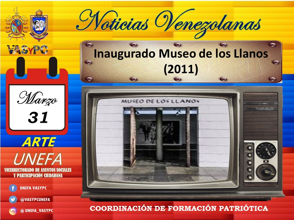 UnefaVrrOrienta's tweet photo. En 2011 se inaugura El Museo de Los Llanos en Barinas . El Museo de Los Llanos es un museo estatal ubicado en la ciudad de Barinas. Fué inaugurado el 31 de Marzo de 2.011 y desde entonces es gestionado por la Fundación Museos Nacionales de Venezuela.
#unefavasypc #VASyPC https://t.co/pkfjJI11jF