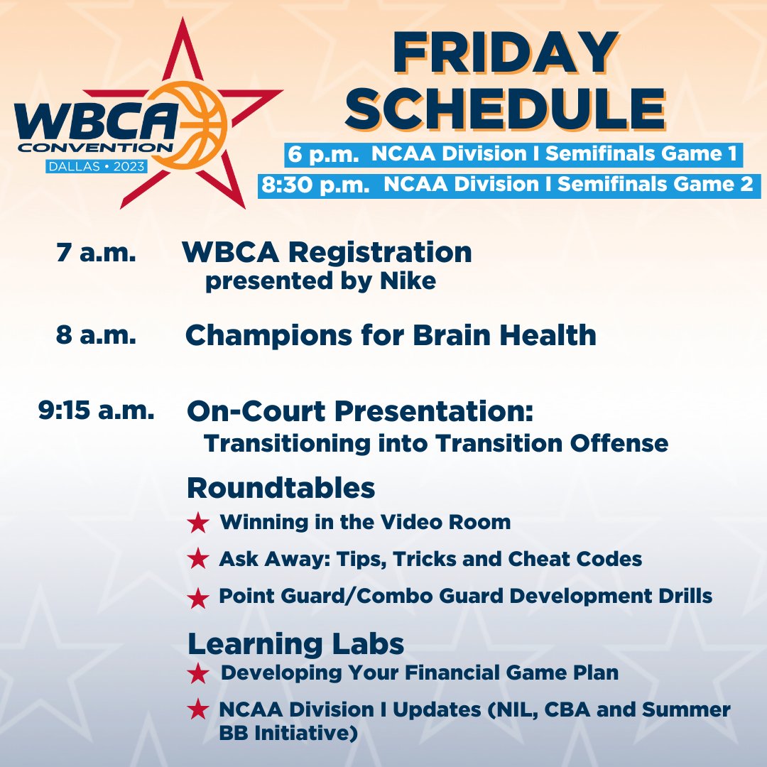 WBCA1981's tweet image. Day 2️⃣ at the 2023 WBCA Convention! #WBCA23

Full Schedule➡️ bit.ly/3lKVfOV