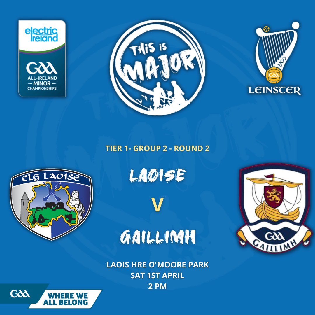 CLGLaois's tweet photo. Team Announcement 📣

Electric Ireland Minor Hurling Championships 

@CLGLaois Vs Galway - best wishes tomorrow to all involved 🔵⚪️ https://t.co/cIZ5w3PIsq