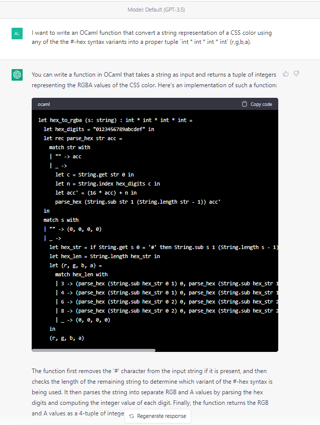 #ChatGPT 4 >> #ChatGPT 3.5

The 3.5 version is plain wrong (on single-digit-per-component variants), and I couldn't get it fixed even by pinpointing the problem. Also it's very inefficient.  Version 4 is much better, comes with test (but no proper validation).