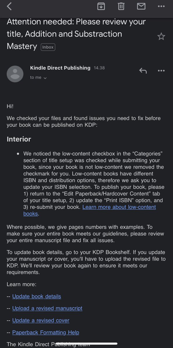 Setelah sekian lama enggak publish akhirnya coba publish di niche baru

Well Ada banyak perubahan ternyata di kolom kategori sudah ada checkmark untuk LC. 

Salah satu bentuk ketelitian Amazon atas review buku. Saya dapet notif untuk revisi. 

🚬 wismilak yak