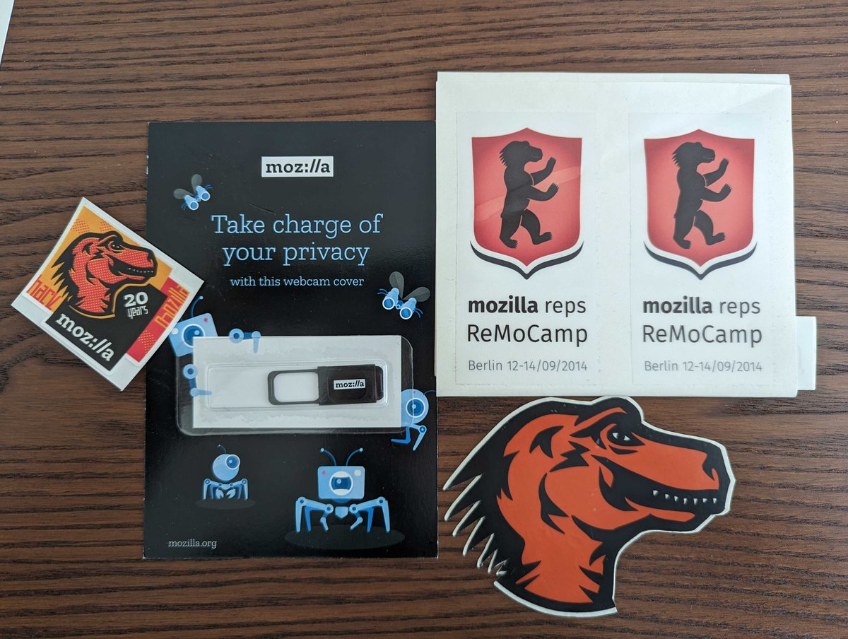 Celebrating #Mozilla25 with some favorite swag! What are your favorite swag over the years?