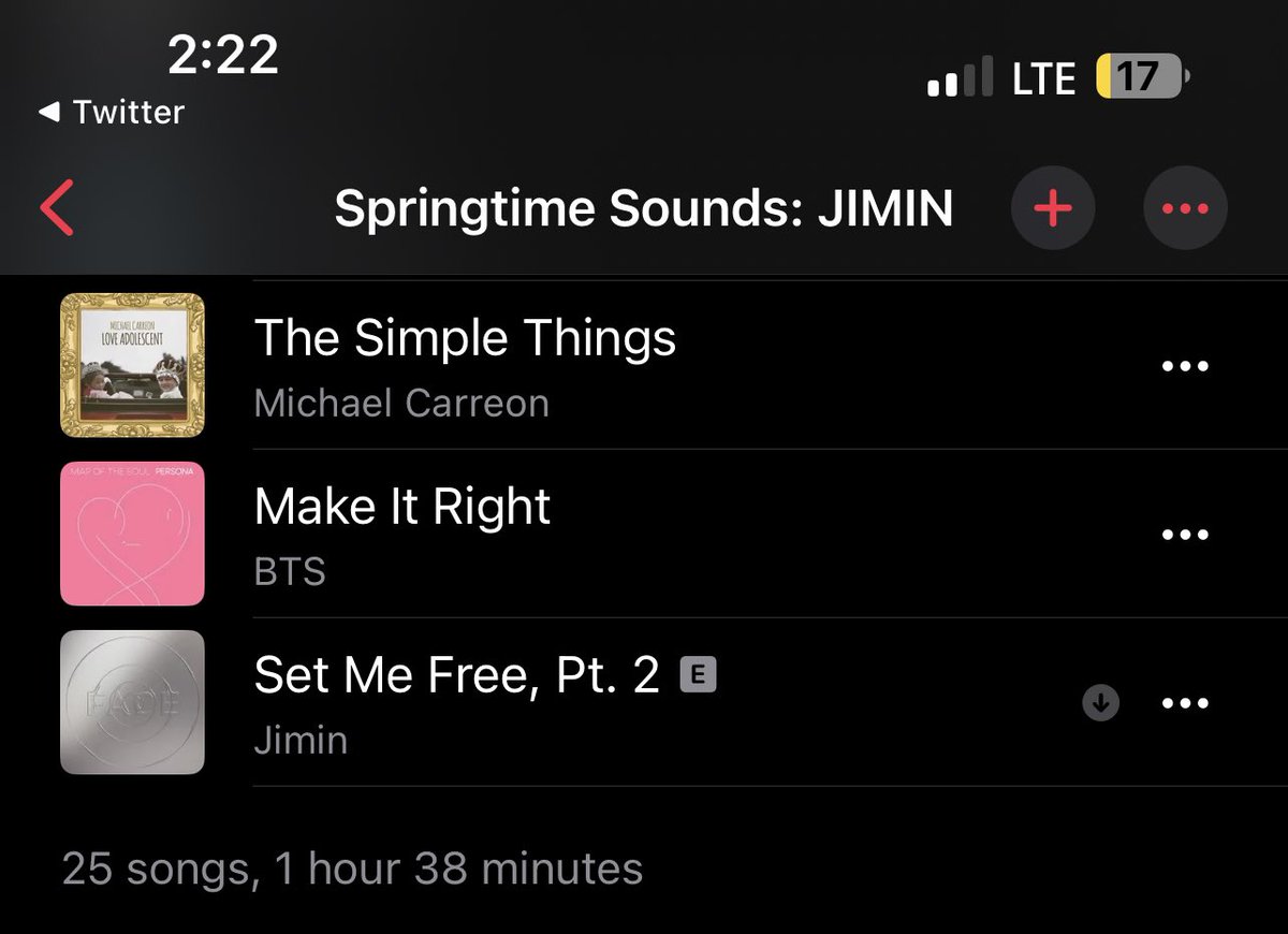 BTSxAnne's tweet photo. WHOA, Jimin added ‘The Simple Things’ by @michaelcarreon to his Apple Springtime Sounds Playlist https://t.co/bJynMrzg5B