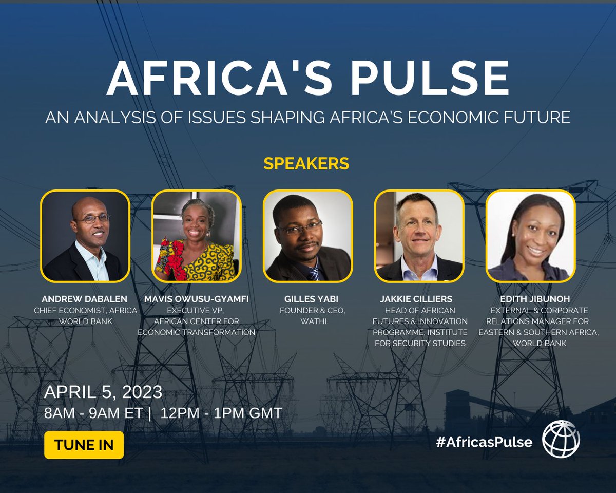 AfricanFutures's tweet photo. You don’t want to miss this conversation on Africa’s #PulseReport from the Chief Economist in the @WorldBank Africa Region on Leveraging Resource Wealth during the Low Carbon Transition. How can Africa mobilise] its #resources  to bring about a #just and #sustainable  transition? https://t.co/vBVCxO30rv