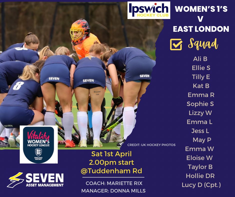 IpswichhcW1's tweet photo. Finally a home game &amp; it’s a cracker. 
Last game of the season v @EastLondonHC a win sees us claim 5th place…all to play for! 
@BBCSuffolk @IpswichHC @ipswichsports @S3venGroup https://t.co/IagxeKka6I