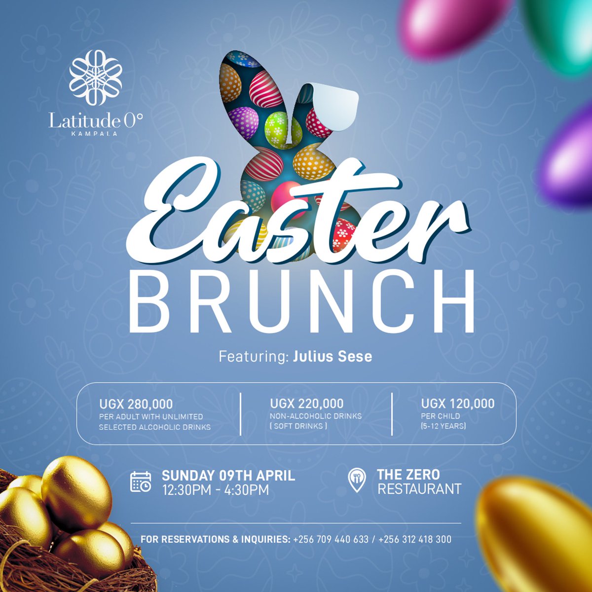 𝑬𝒂𝒔𝒕𝒆𝒓 𝑺𝒖𝒏𝒅𝒂𝒚 𝑩𝒓𝒖𝒏𝒄𝒉 🪺🐇
Easter holidays are a good time to gather with loved ones with delicious meals and share moments that will last a lifetime. 

Join us for our Easter Sunday Brunch with @JuliusSese 🎶

#EasterBrunch #SundayBrunch #Easter