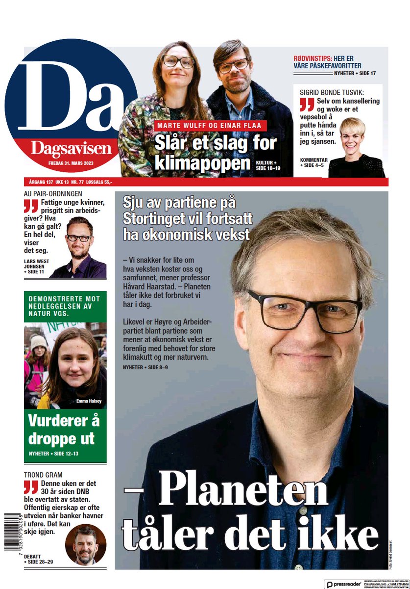 UiB CET (uibcet.bsky.social) (@uibcet) on Twitter photo 📰CET i hovedsak i <a href="/Dagsavisen/">Dagsavisen</a> om økonomisk vekst, klima og naturvern: Senterleder <a href="/HavardHaarstad/">Håvard Haarstad</a> er bekymret, mener vi må snakke mer om hva veksten koster oss og samfunnet. - Det er veldig lite som tyder på at vi kan nå Parisavtalen med fortsatt vekst.👏
(Kun i papir foreløpig) 📰CET i hovedsak i <a href="/Dagsavisen/">Dagsavisen</a> om økonomisk vekst, klima og naturvern: Senterleder <a href="/HavardHaarstad/">Håvard Haarstad</a> er bekymret, mener vi må snakke mer om hva veksten koster oss og samfunnet. - Det er veldig lite som tyder på at vi kan nå Parisavtalen med fortsatt vekst.👏
(Kun i papir foreløpig)